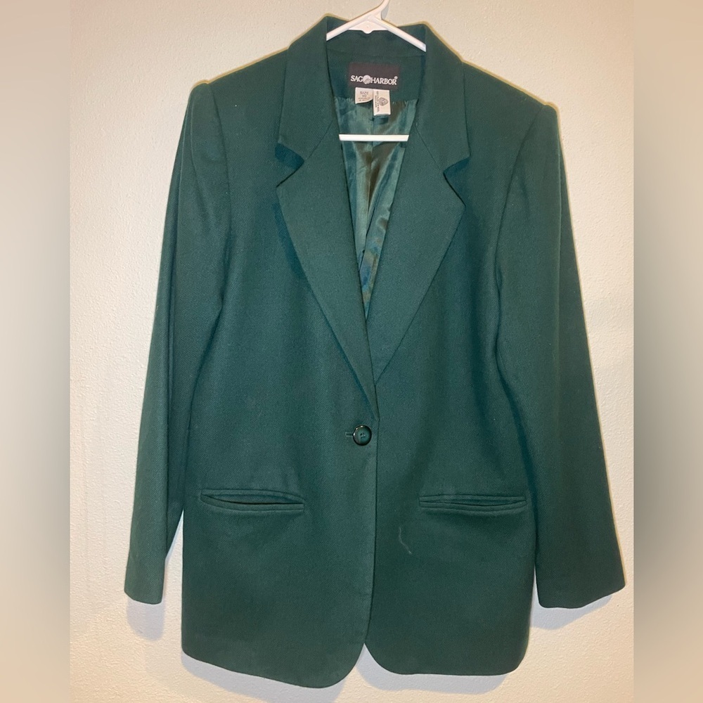 Vintage Sag Harbor Women's Forest Green Blazer